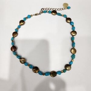 Turquoise And Coin Pearl Necklace.